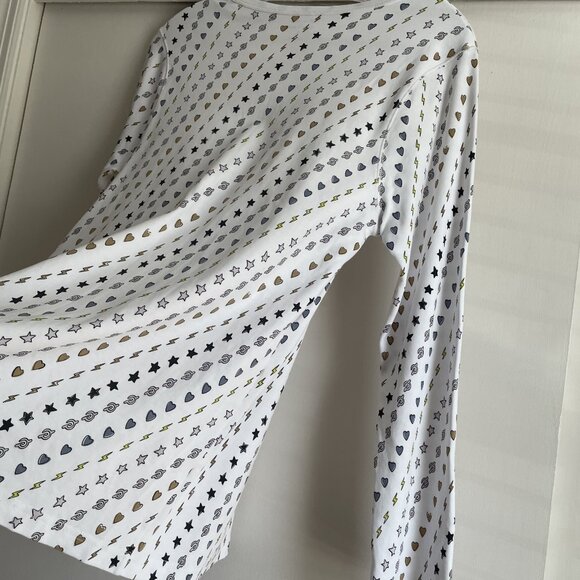 Roller Rabbit x Peloton Limited Edition Print Pajama Top Size L Hearts Stars - Picture 10 of 15